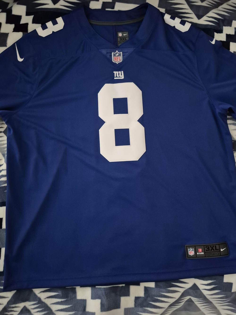 Nike Official NFL New York Giants #8 Jones Blue Men's On Field Football Jersey